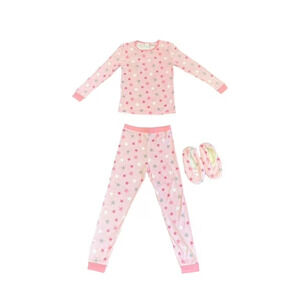 Modern Kids Girls Long Sleeve Pajama Bonus Cozy Slipper 3-Piece Stars Size 14-16